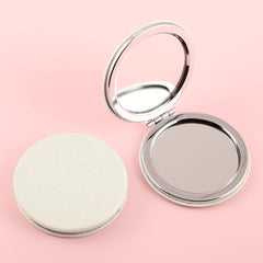 HD Glass Round Makeup Mirror, with Plating Silver Metal Frame and PU Eco-friendly Leather, Available in Five Colors, Bringing You a Unique Fashion Experience