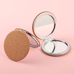 Fashionable Silver-Rimmed Makeup Mirror, 60*60mm HD Mirror, Eco-Friendly PU Leather Protection, The Exquisite Makeup Begins Here