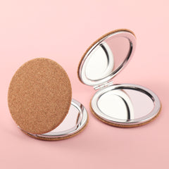 Fashionable Silver-Rimmed Makeup Mirror, 60*60mm HD Mirror, Eco-Friendly PU Leather Protection, The Exquisite Makeup Begins Here