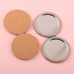 Fashionable Silver-Rimmed Makeup Mirror, 60*60mm HD Mirror, Eco-Friendly PU Leather Protection, The Exquisite Makeup Begins Here