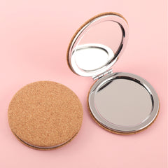 Fashionable Silver-Rimmed Makeup Mirror, 60*60mm HD Mirror, Eco-Friendly PU Leather Protection, The Exquisite Makeup Begins Here