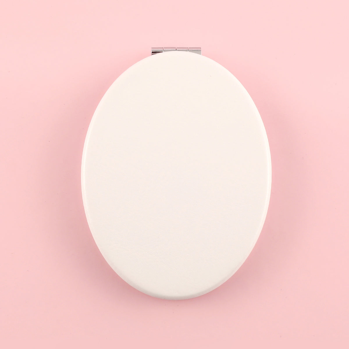 Stylish PU Eco-Friendly Leather with HD Glass Mirror, Silver Metal Frame, 62*85mm White Oval Cosmetic Mirror, Suitable for Both Gifts and Personal Use