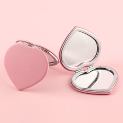 Eco-Friendly PU Leather Metal Bee Decorative Cosmetic Mirror, HD Glass Mirror, Plating Silver Metal Frame, Heart-Shaped 65*65mm, Available in Pink ,Maroon and Red, Preferred as a Gift