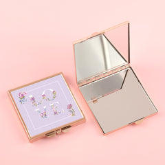 Great Gift Tool! Ten Epoxy Patterns, HD Glass Mirror, Plating Gold Frame, 70*70mm Square Cosmetic Mirror, Make Your Friends Look Beautiful