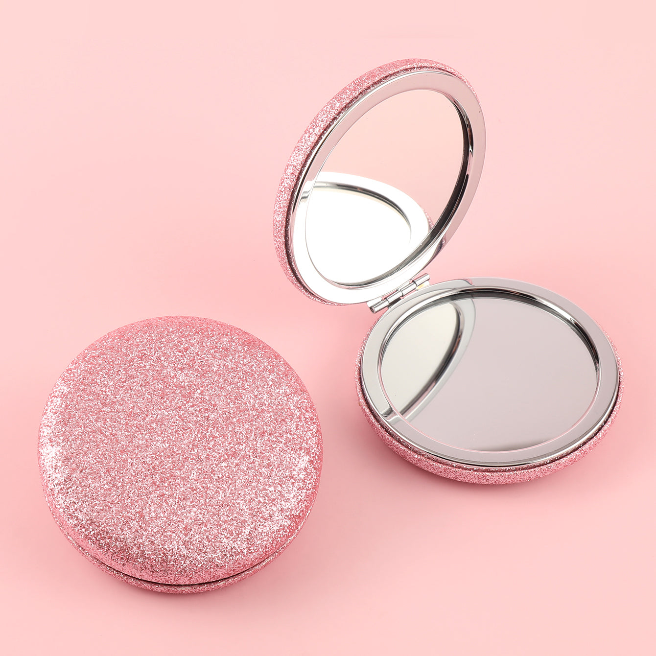 Translucent HD Glass Mirror, Eco-Friendly and Fashionable, Available in Four Colors, 70*70mm Round Bread-Shaped Cosmetic Mirror, Showing Off Your Personalized Beauty