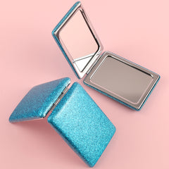 Eco-Friendly PU Leather, Silver Metal Frame, HD Glass Mirror, 85*62mm Super Mini Bread Mirror, Five Colors Available, Bid Farewell to Monotony, Colorful and Fashionable, Create Your Own Style from Now On