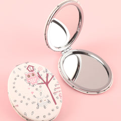 PU Glitte Leather with Plating Silver Metal Frame, HD Glass Presents a Miracle of Vision! The 85*62mm Elliptical Makeup Mirror Fits in the Palm of Your Hand, Taking You into a New Era of Exquisite Beauty