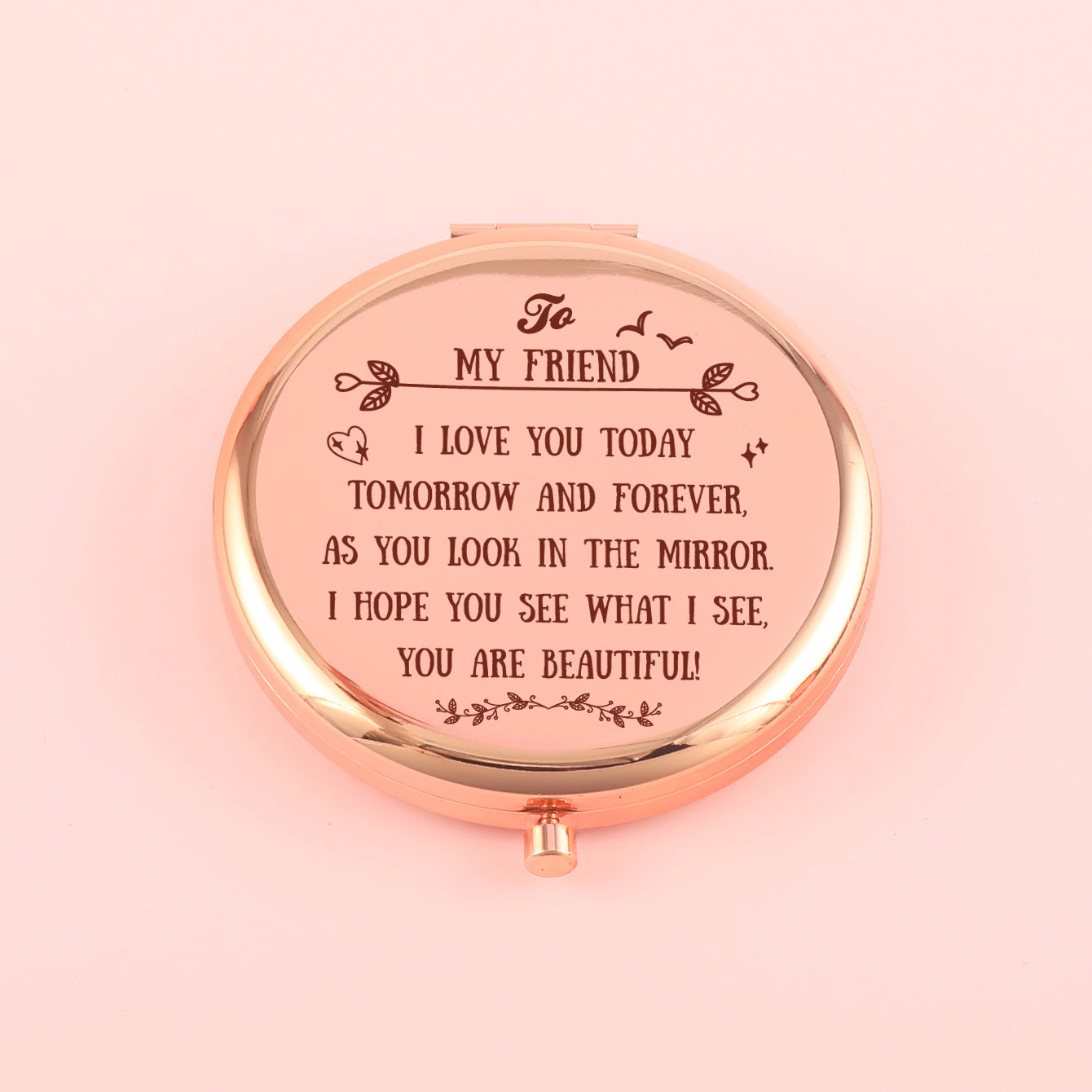 70*70mm Round Button Mirror, Plating Gold Metal Frame, HD Glass Mirror, Various Fashionable Designs, a Perfect Gift for Friends