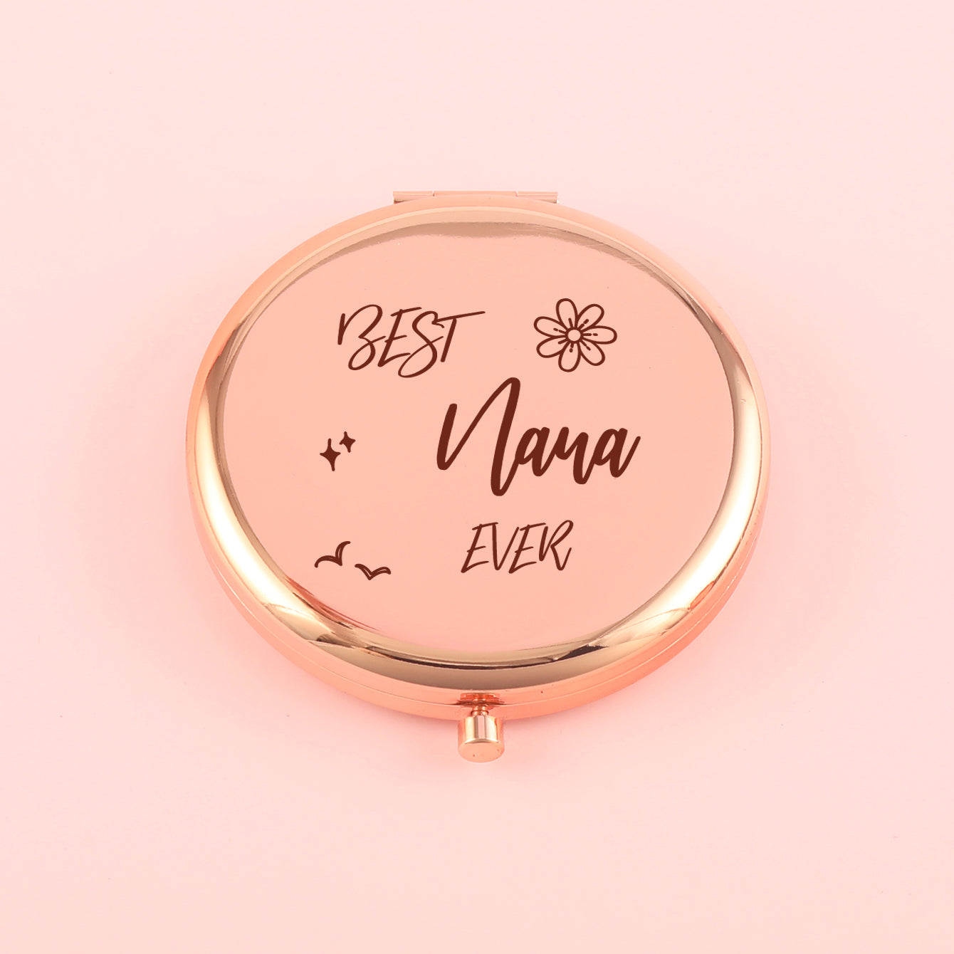 70*70mm Round Button Mirror, Plating Gold Metal Frame, HD Glass Mirror, Various Fashionable Designs, a Perfect Gift for Friends