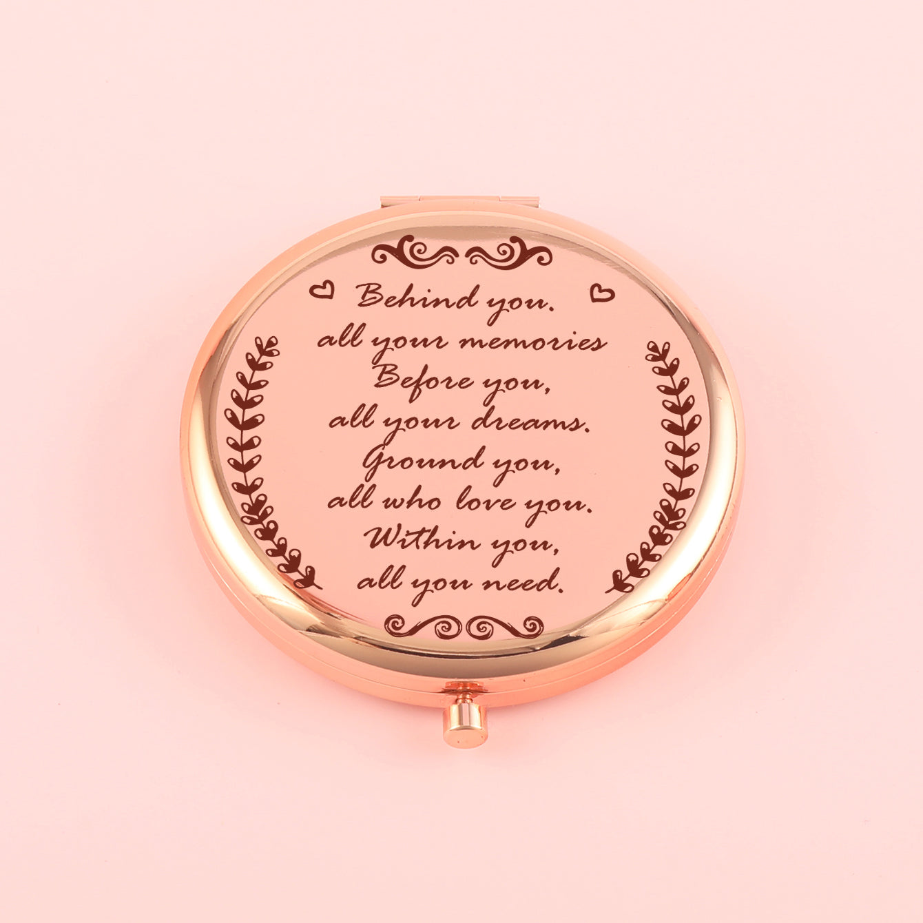 70*70mm Round Button Mirror, Plating Gold Metal Frame, HD Glass Mirror, Various Fashionable Designs, a Perfect Gift for Friends