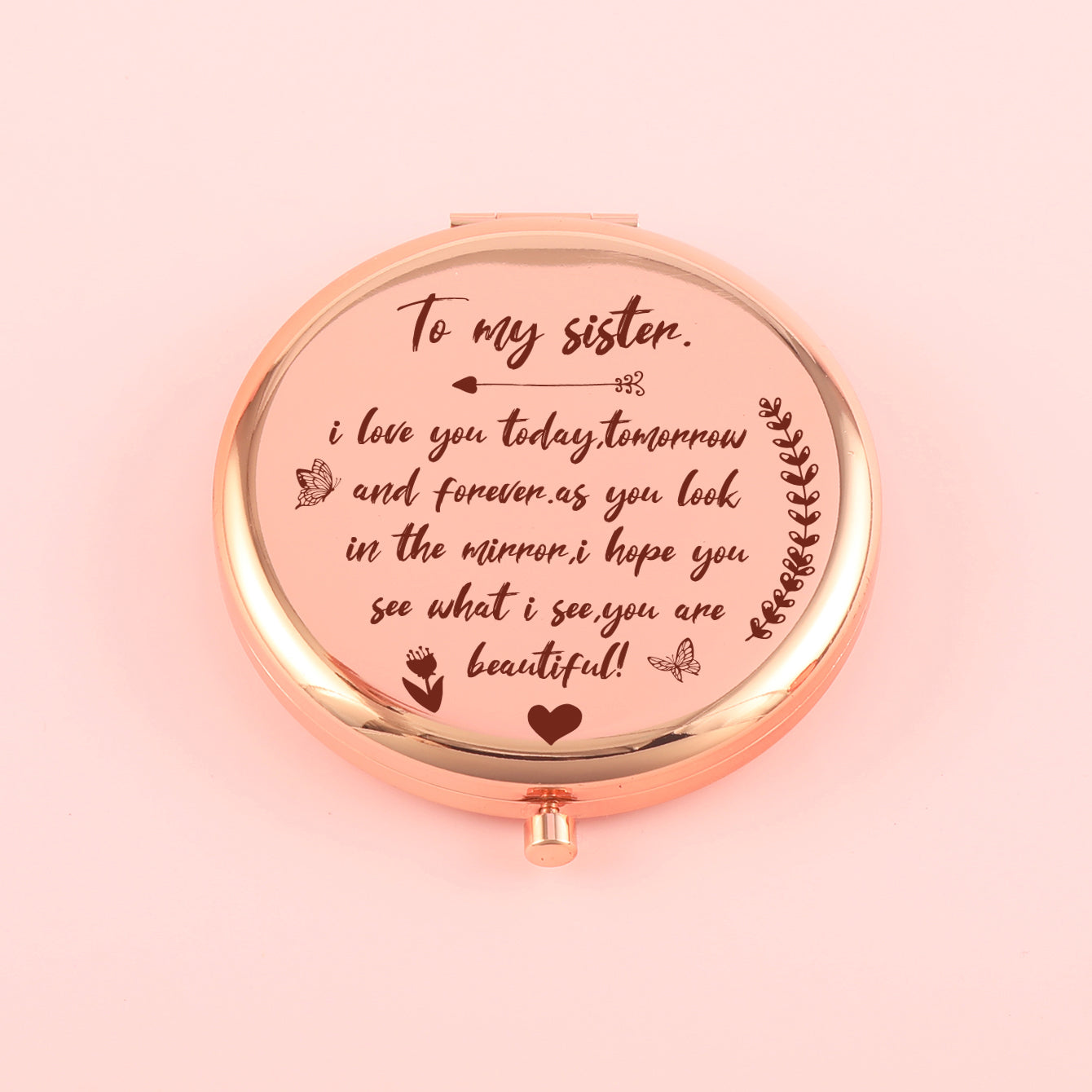 70*70mm Round Button Mirror, Plating Gold Metal Frame, HD Glass Mirror, Various Fashionable Designs, a Perfect Gift for Friends