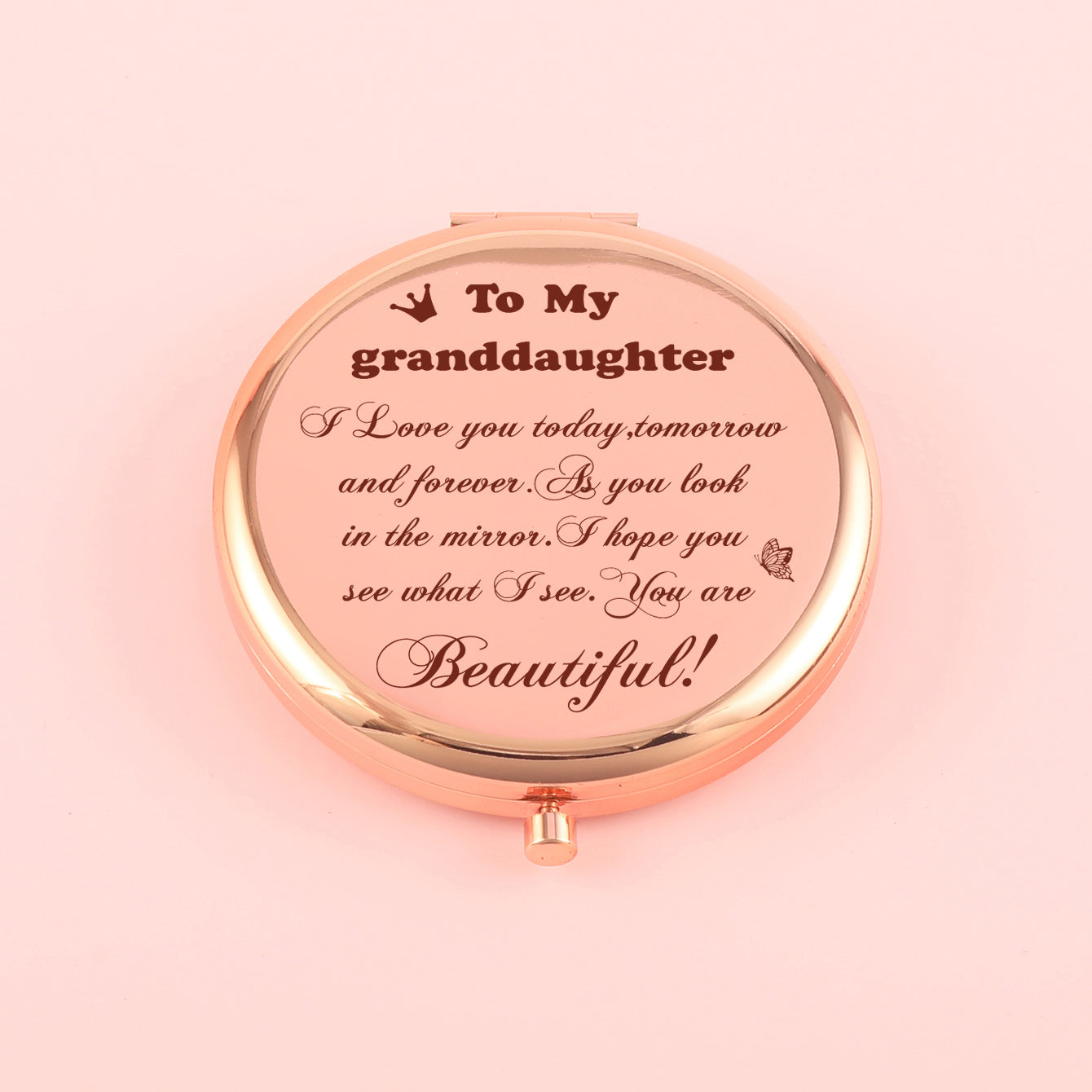 70*70mm Round Button Mirror, Plating Gold Metal Frame, HD Glass Mirror, Various Fashionable Designs, a Perfect Gift for Friends