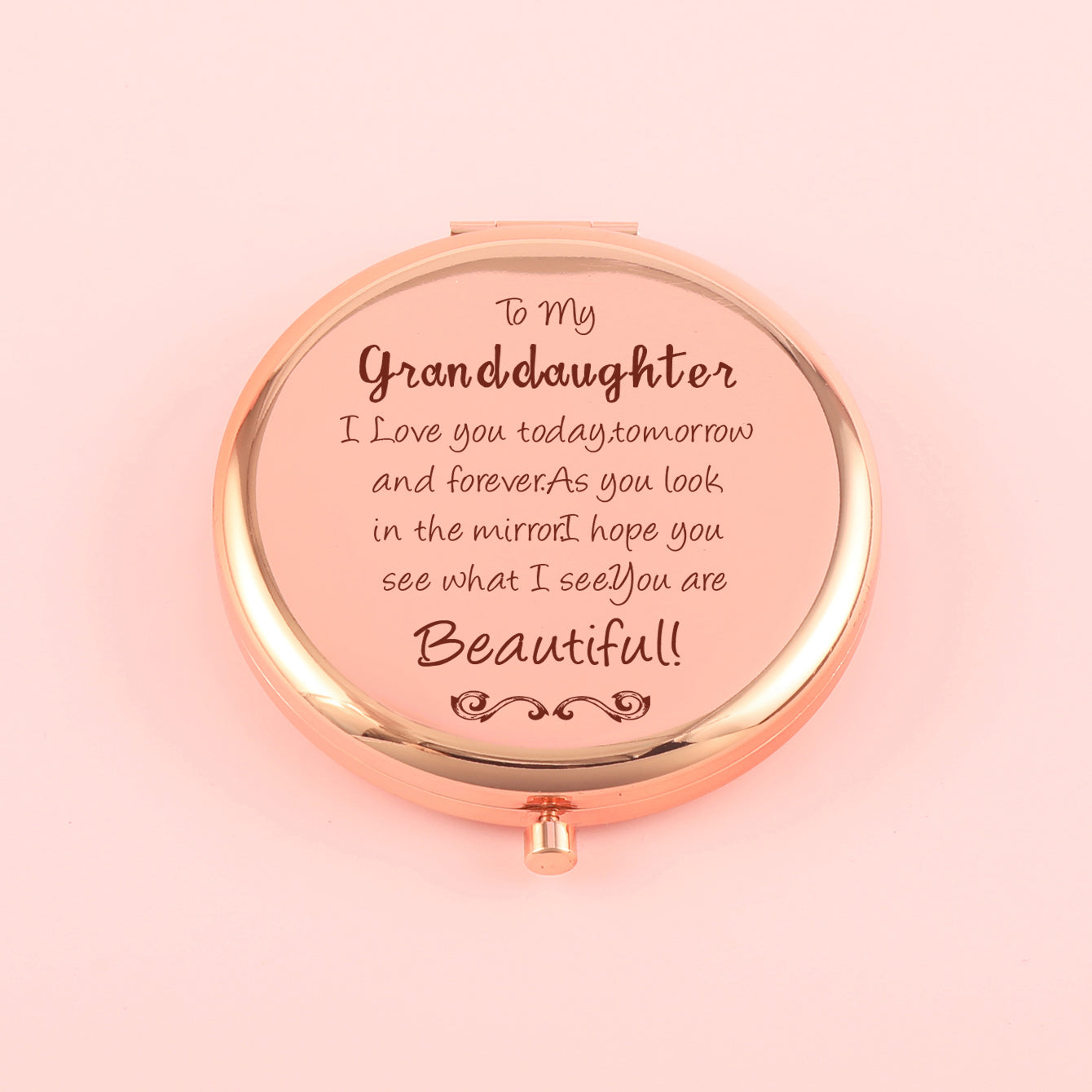 70*70mm Round Button Mirror, Plating Gold Metal Frame, HD Glass Mirror, Various Fashionable Designs, a Perfect Gift for Friends