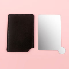 PU Leather Set, Unique in the Mirror, Plating Silver Eye-Catching, HD Glass Mirror, 63*95mm Rectangular Cosmetic Mirror, Available in Five Colors of Pink, Blue, Black, Yellow, and Light Pink, Create Personalized Makeup and Light Up Your Fashion Road