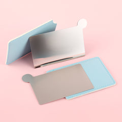 PU Leather Set, Unique in the Mirror, Plating Silver Eye-Catching, HD Glass Mirror, 63*95mm Rectangular Cosmetic Mirror, Available in Five Colors of Pink, Blue, Black, Yellow, and Light Pink, Create Personalized Makeup and Light Up Your Fashion Road