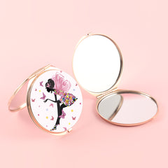 PU Eco-Friendly Leather Material with Plating Gold Frame, 70*70mm HD Glass Round Cosmetic Mirror, Seven Fashionable Styles for You to Choose From