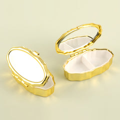 Stylish Oval Pill Box, Built-in HD Glass Mirror, 52*32mm, Multiple Colors Available