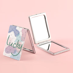 PU Glitte Eco-Friendly Leather, Sparkling HD Glass, Plating Silver and Gold Edge，A Must-Have Sterling Silver Fantasy Makeup Mirror for Friends