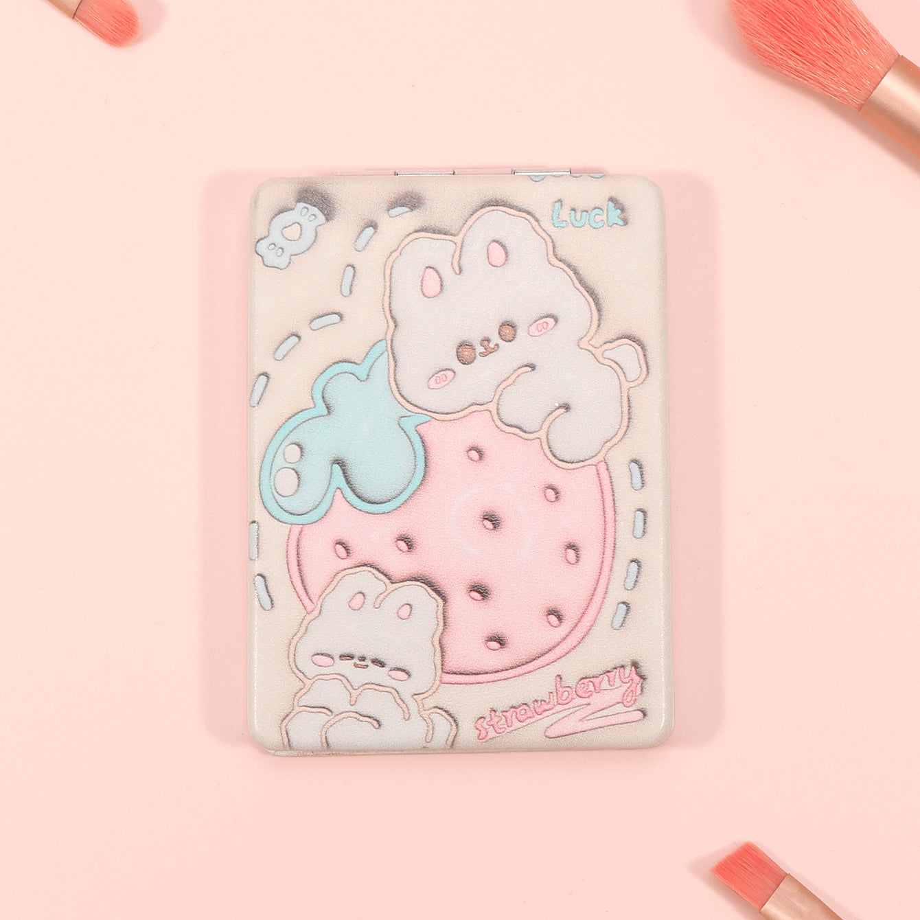 Recommended By Xiaohongshu, PU Eco-Friendly Leather Cosmetic Mirror, Unique Pattern, HD Glass, The First Choice For Gift Giving! Multiple Styles To Create Personalized Makeup