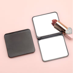 Fresh And Compact, Plastic Frame With HD Glass, 70*65mm Square Cosmetic Mirror, Available In Black, Blue, And Gray, Perfect As A Gift