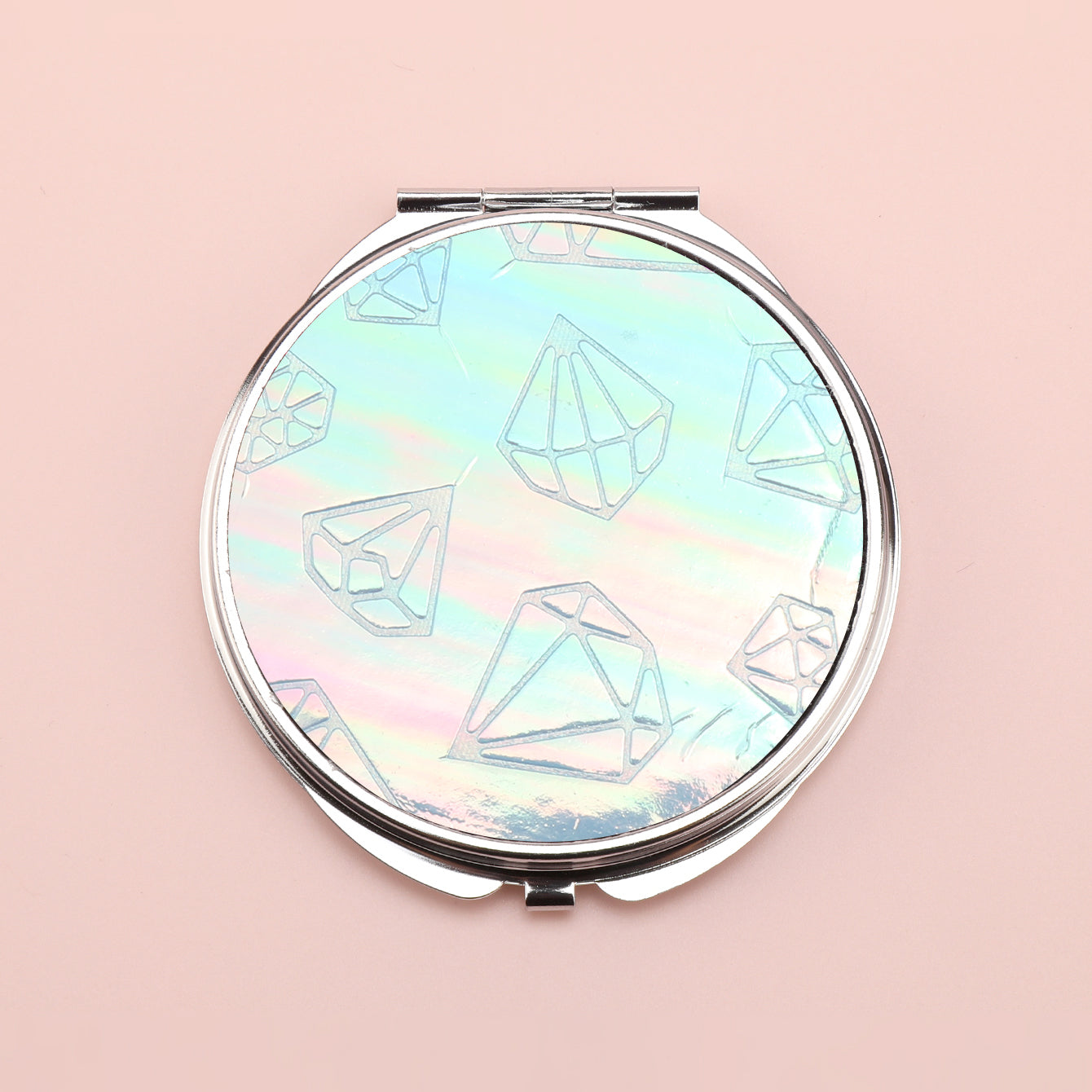 Brilliant PU Glitte✨Eco-Friendly Leather, Dreamy Pattern Printing, 70*70mm Round Makeup Mirror, Colorful and Available🌈, the First Choice for Gift Giving, Create Personalized Makeup