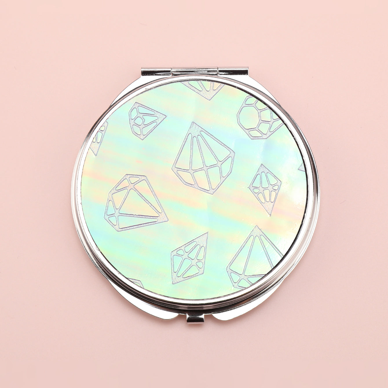 Brilliant PU Glitte✨Eco-Friendly Leather, Dreamy Pattern Printing, 70*70mm Round Makeup Mirror, Colorful and Available🌈, the First Choice for Gift Giving, Create Personalized Makeup