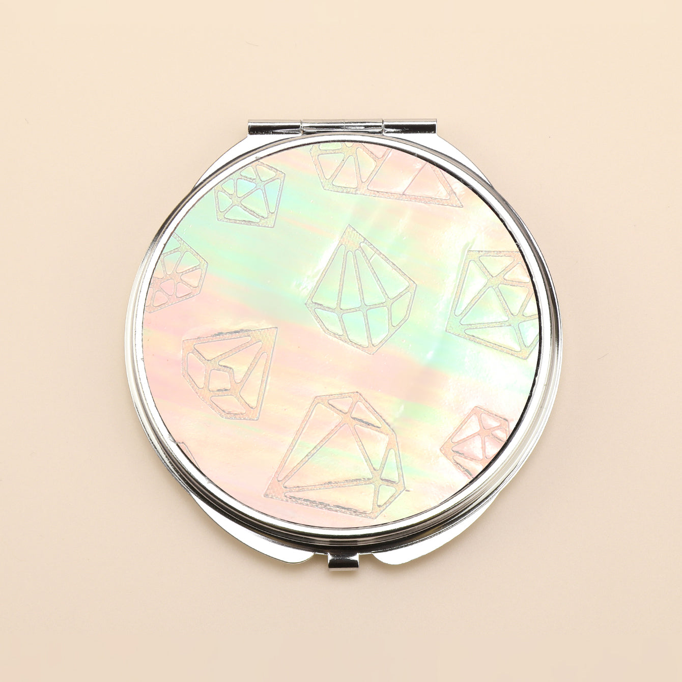 Brilliant PU Glitte✨Eco-Friendly Leather, Dreamy Pattern Printing, 70*70mm Round Makeup Mirror, Colorful and Available🌈, the First Choice for Gift Giving, Create Personalized Makeup