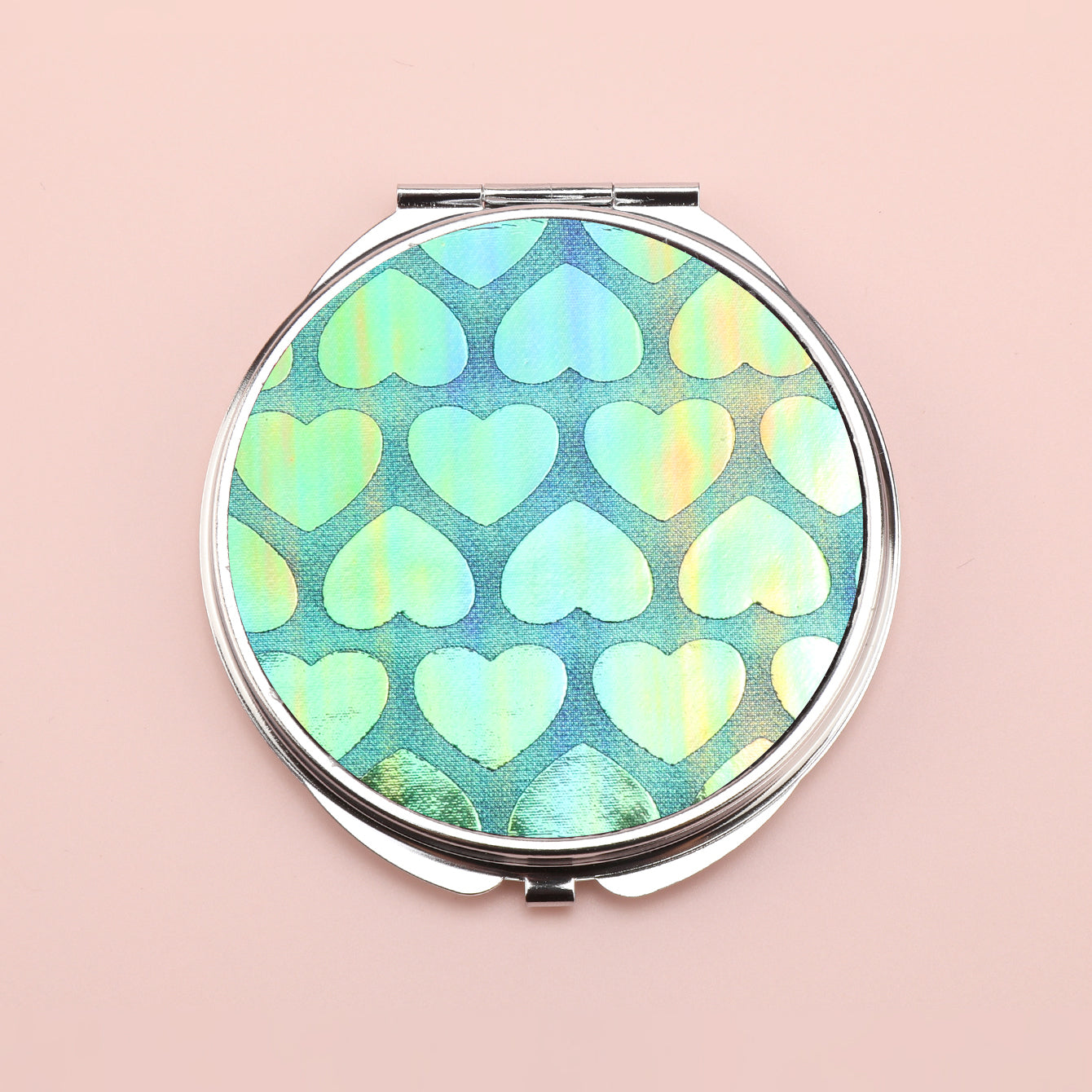 Brilliant PU Glitte✨Eco-Friendly Leather, Dreamy Pattern Printing, 70*70mm Round Makeup Mirror, Colorful and Available🌈, the First Choice for Gift Giving, Create Personalized Makeup