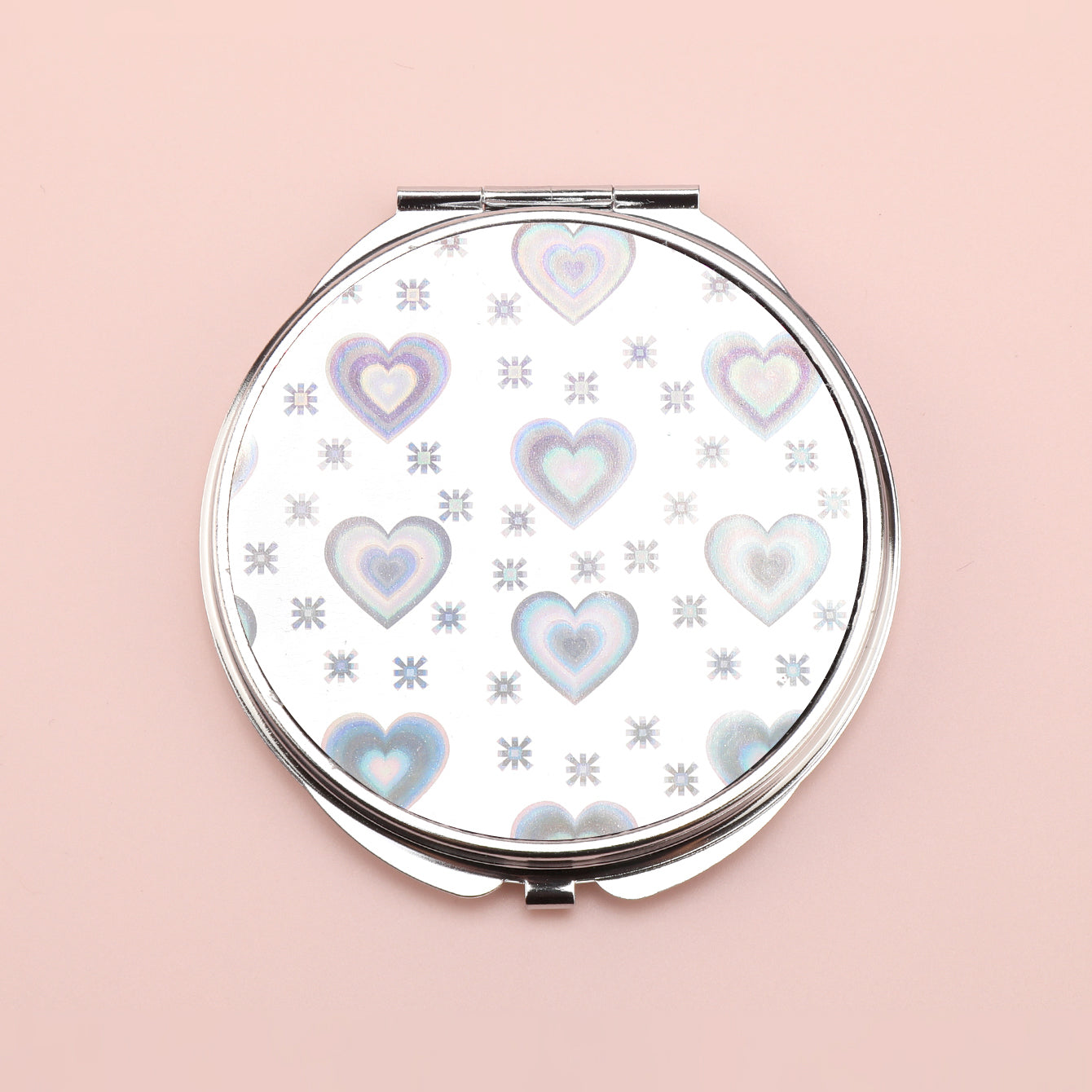 Brilliant PU Glitte✨Eco-Friendly Leather, Dreamy Pattern Printing, 70*70mm Round Makeup Mirror, Colorful and Available🌈, the First Choice for Gift Giving, Create Personalized Makeup