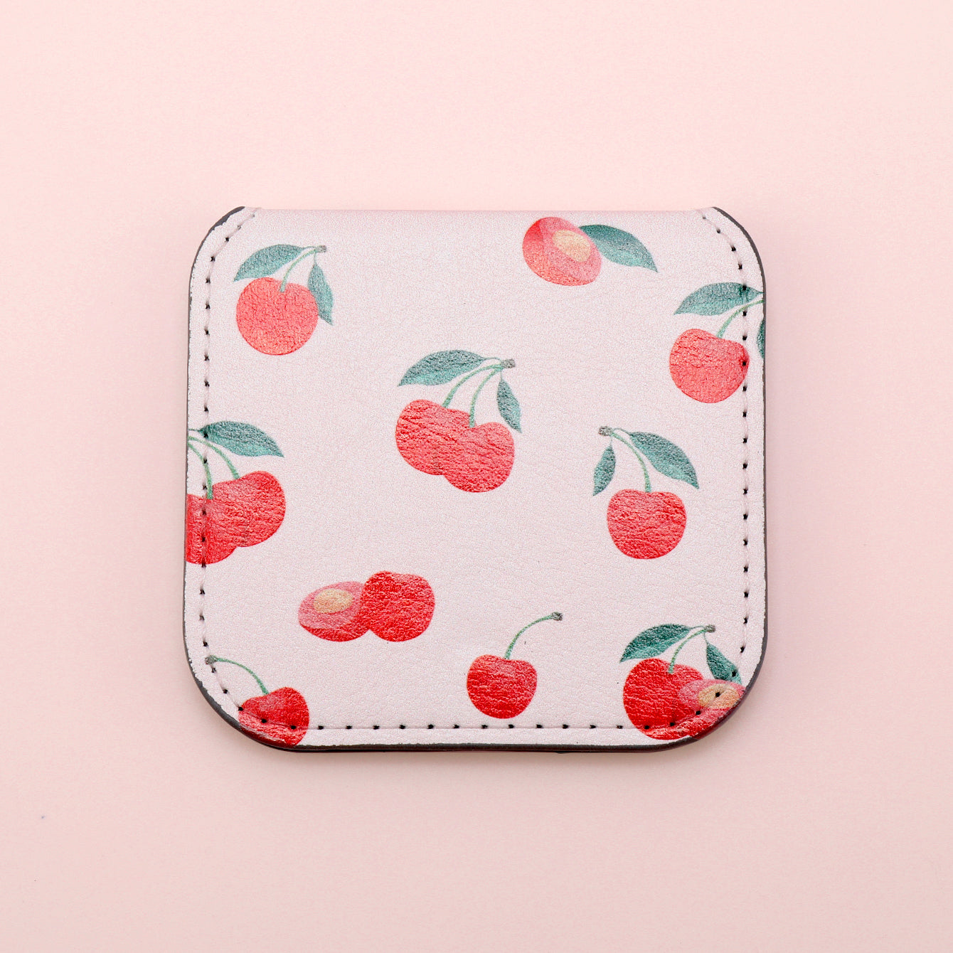 Customized Colorful Pattern, Made Of Eco-Friendly PU Leather, 75*80mm Square Stainless Steel Cosmetic Mirror, Perfect As A Gift, Warmly Share With Friends