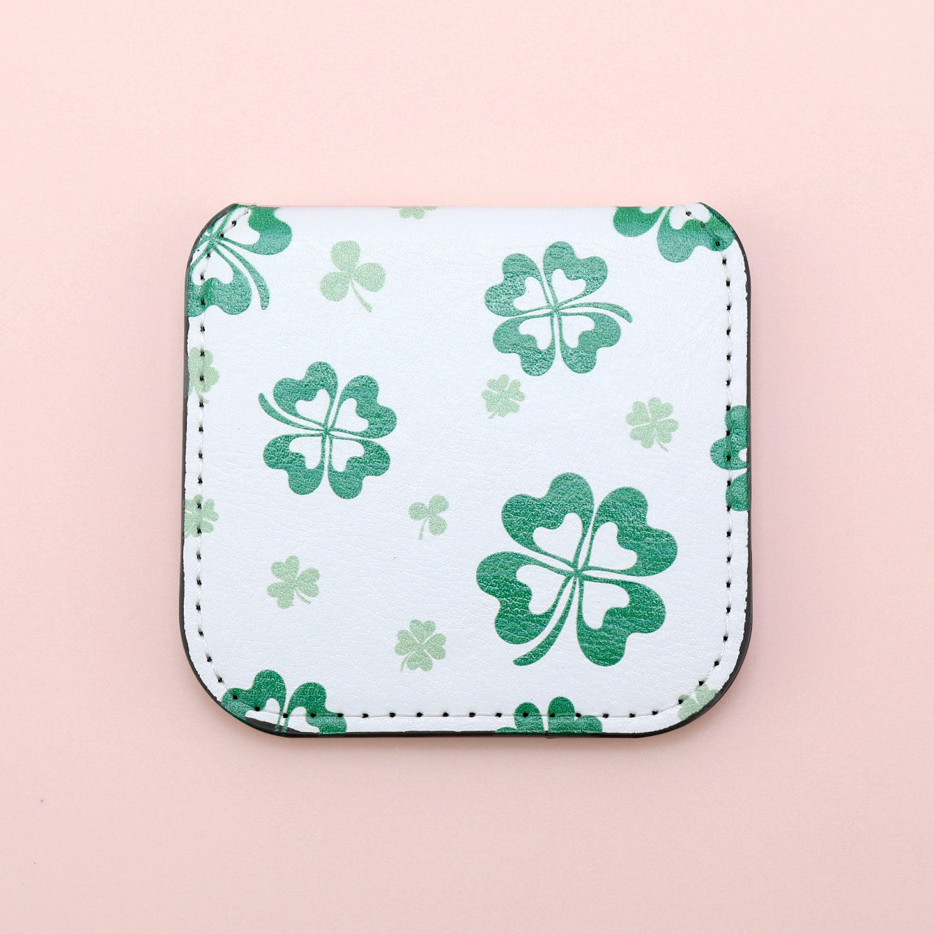 Customized Colorful Pattern, Made Of Eco-Friendly PU Leather, 75*80mm Square Stainless Steel Cosmetic Mirror, Perfect As A Gift, Warmly Share With Friends