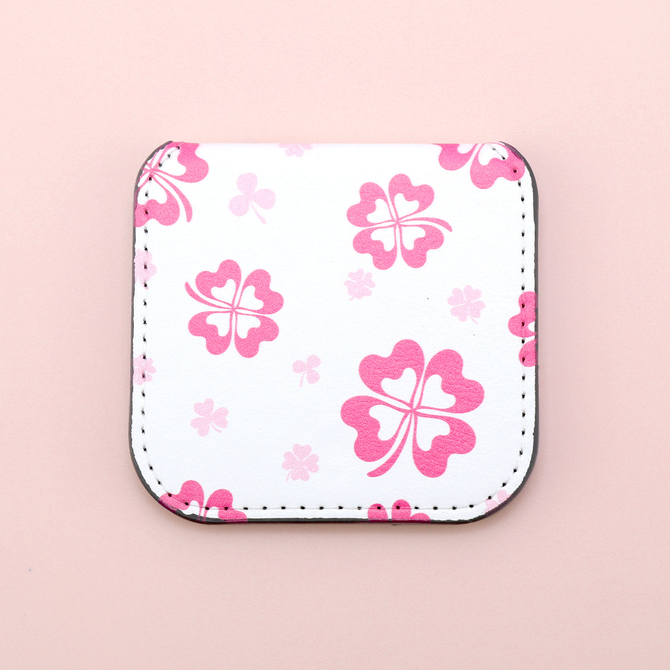 Customized Colorful Pattern, Made Of Eco-Friendly PU Leather, 75*80mm Square Stainless Steel Cosmetic Mirror, Perfect As A Gift, Warmly Share With Friends