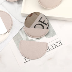 Eco-Friendly PU Leather Case Packaging, Customized Personalized Patterns, Stainless Steel One-Way Mirror, 80*80mm Round Cosmetic Mirror, Both Taste and Environmental Protection 🌿💄