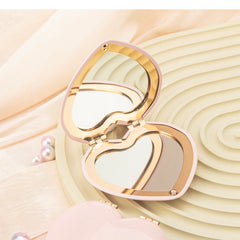 Customized Lettered Aluminum Heart-shaped Cosmetic Mirror, HD Glass, 70*70mm, Personalized Printing to Create Exclusive Beauty Art 💖💄