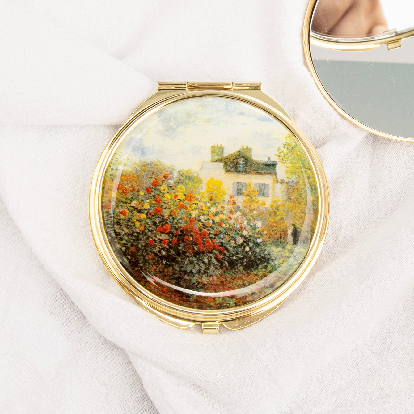 Personalized Custom Epoxy Style, Golden Plating Metal Frame with HD Glass, Various 70*70mm Round Cosmetic Mirrors, the First Choice for Gifts