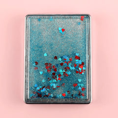 Dream Quicksand Series, Plating Silver Frame, Colorful Red, Yellow, Pink, Blue and Green, 65*90mm Rectangular Cosmetic Mirror, a Must-Have for Gift Giving